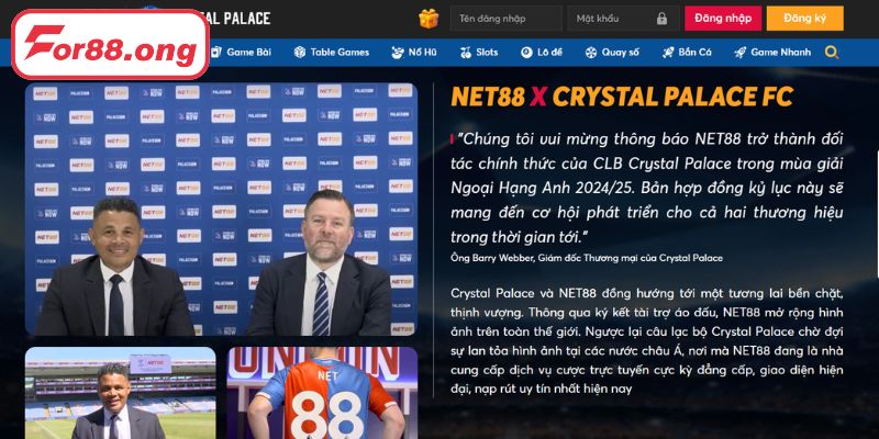Mối Quan Hệ Chiến Lược Giữa NET88 Và Crystal Palace F.C: Cú Bắt Tay Của Niềm Tin Và Đẳng Cấp